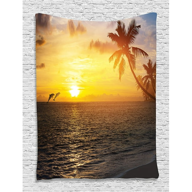 Exotic Palm Trees Pattern with Beach and Ocean Sunset in Hawaii Summer Season Multicolor Wall Hanging for Bedroom Living Room Dorm Decor Ambesonne Tropical Tapestry 60 X 80 Exotic Palm Trees Pattern with Beach and Ocean Sunset in Hawaii Summer Season Multicolor Wall Hanging for Bedroom Living Room Dorm Decor Ambesonne Tropical Tapestry 60 X 80